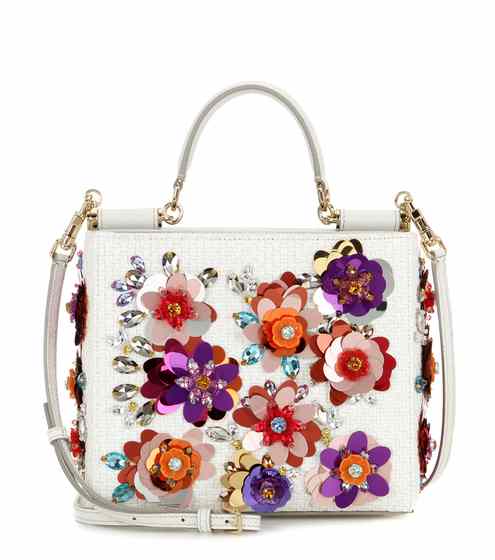 Dolce and Gabbana Embellished Raffia Shoulder Bag